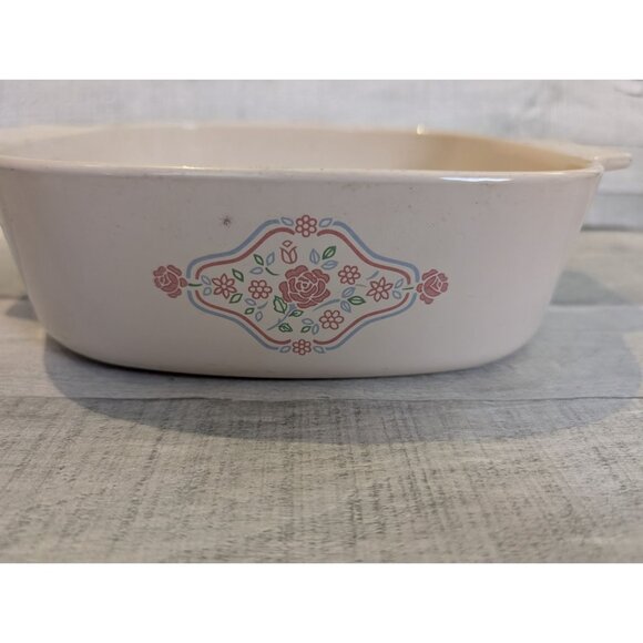 Corning Ware Square Casserole Dish With Handles 2.8L USA Floral Pattern Off-Whit - Picture 2 of 6
